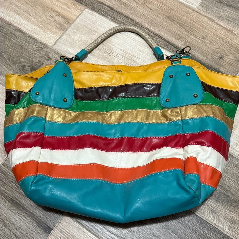 Faux D&G Multicolor Striped Tote Bag - Picture 4 of 4